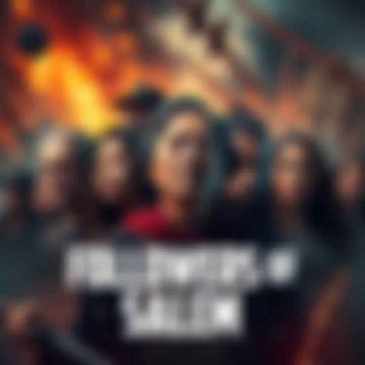 Followers of Salem A group of diverse individuals representing the motivations behind Salem's followers, with expressions of determination and conflict, set against a backdrop of chaos and destruction.