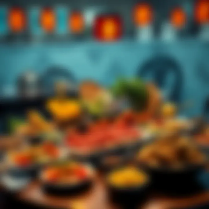 A vibrant spread of different dishes on a table, highlighting the importance of food over material wealth