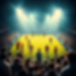 A football pitch showing players in a controversial formation with Gagamaru positioned in an unusual spot, while fans discuss strategies in the background.