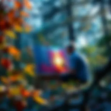 Artist Forest_88_ working on a vibrant piece surrounded by trees and nature