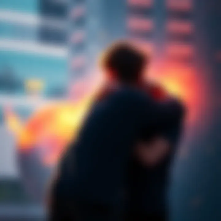 Forgiveness Symbol A person embracing another, symbolizing forgiveness and healing, surrounded by positive energy