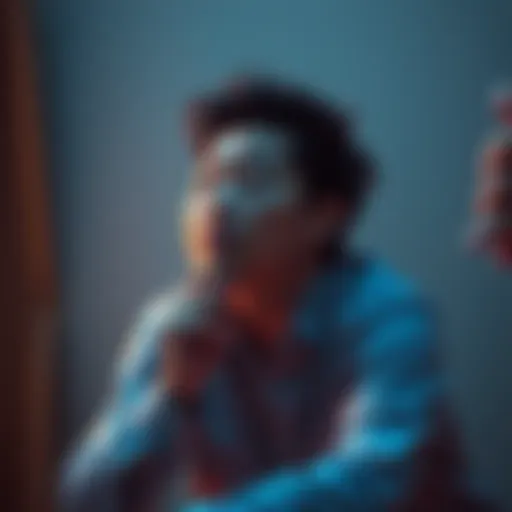 A person sitting with a thoughtful expression, contemplating forgiveness, with soft light around them.