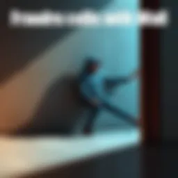 Fraudru Collides with Wall A humorous scene where fraudru trips and falls against a wall, showcasing a lighthearted moment of surprise and laughter.