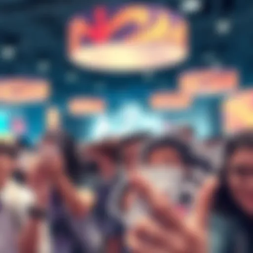 Attendees holding exclusive Black Iron Submarine stickers at Anime Expo