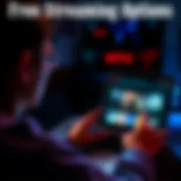 A person looking at a laptop with various streaming websites open, showcasing free and legal options for viewing shows.