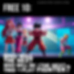 Various character choices for a new free-to-play fighter, including female characters, Trunks, Goku in a training space, and androids, in a colorful gaming scene.