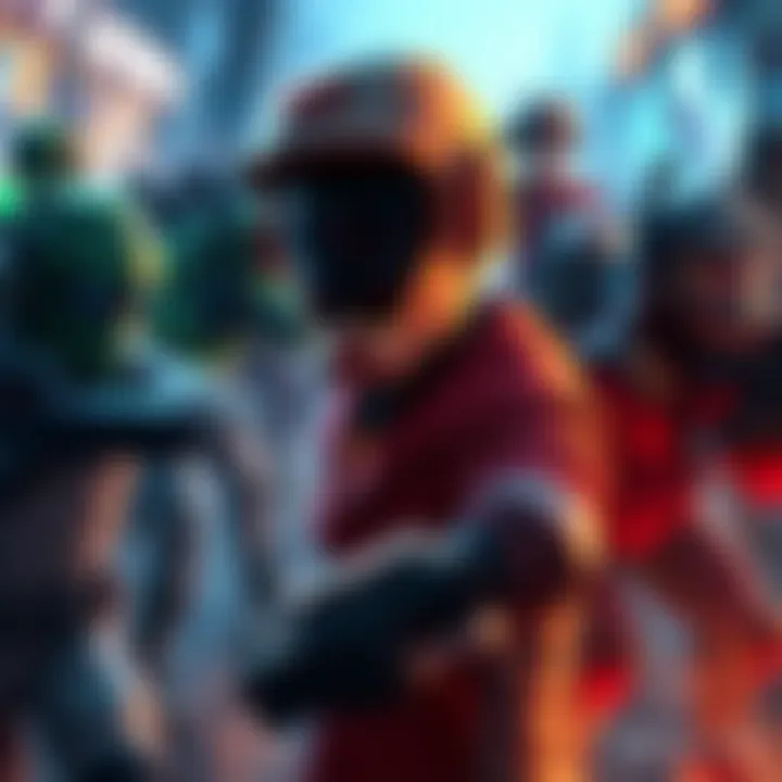 A digital representation of various gaming teams preparing for battle, showcasing diverse characters and strategies in a dynamic gaming environment.