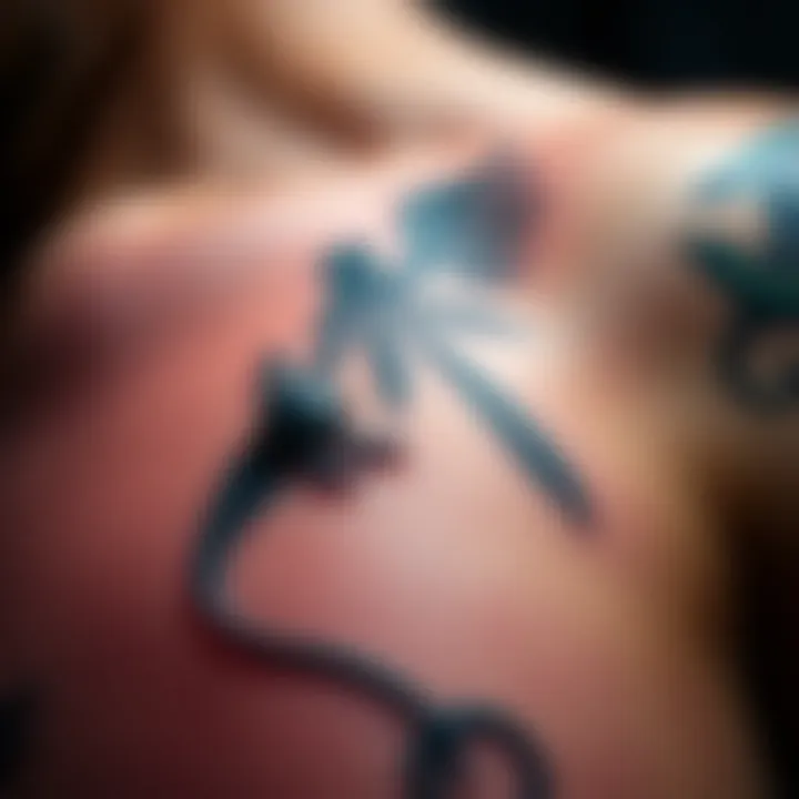 A close-up view of a newly inked tattoo on skin, showcasing the design and colors.