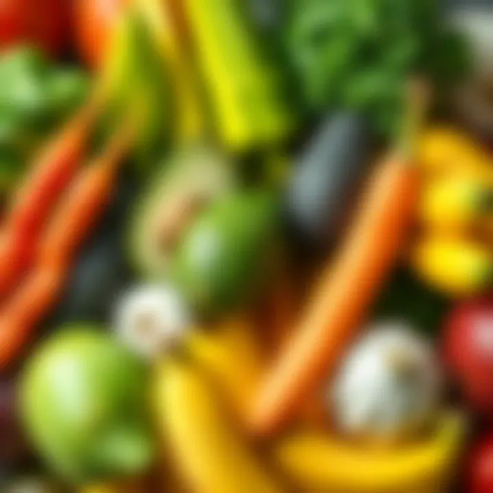 A bowl filled with fresh vegetables like avocados, carrots, and bananas showcasing potassium-rich foods