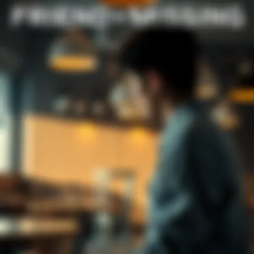 A person looking at an empty chair in a café, showing concern over a friend's absence.