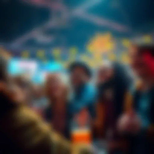 A group of people smiling and enjoying together, sharing wholesome content in a lively forum atmosphere.