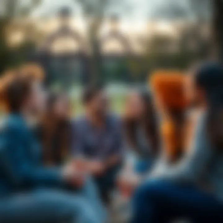 A group of friends sharing laughter and conversation at a park