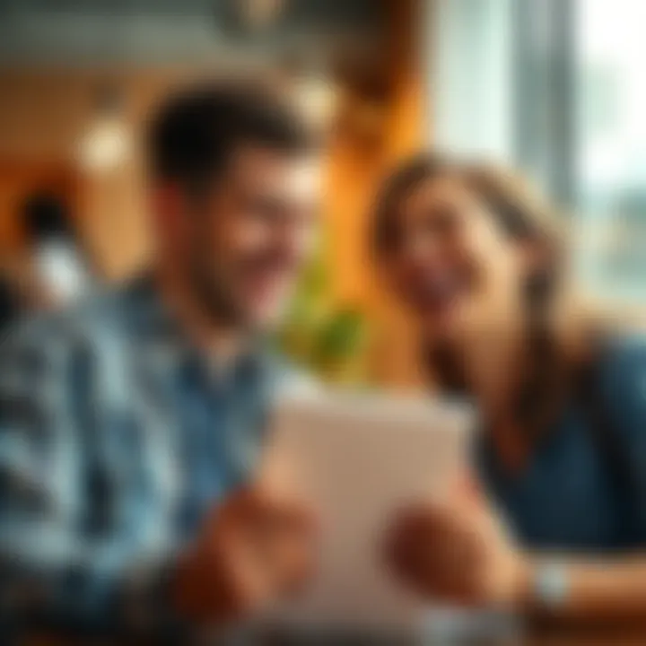 Two friends sharing a light moment with big smiles, enjoying a funny story