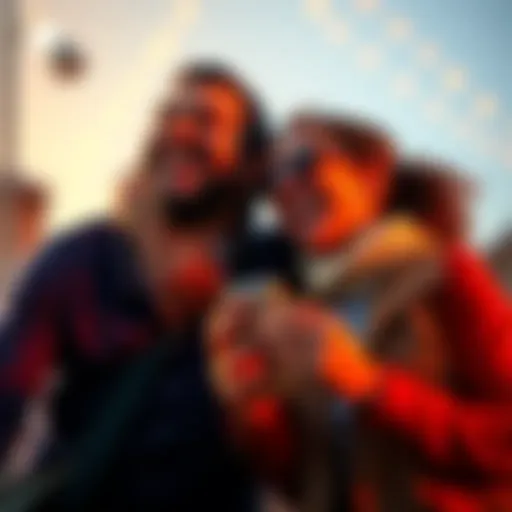 Two friends laughing together while recalling a funny callback, showcasing their joy and humor