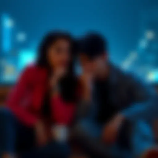 Two friends sitting close together, sharing a thoughtful moment as they explore their feelings for each other