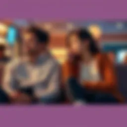 Two friends sitting together, looking thoughtfully at each other, hinting at deeper feelings. One person is smiling while the other appears contemplative.