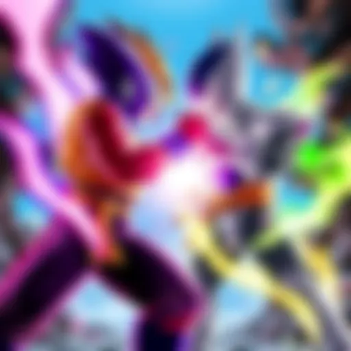 Frieza and Krillin in Battle Frieza and Krillin face off, showcasing their powers and fighting stances in a dramatic showdown.