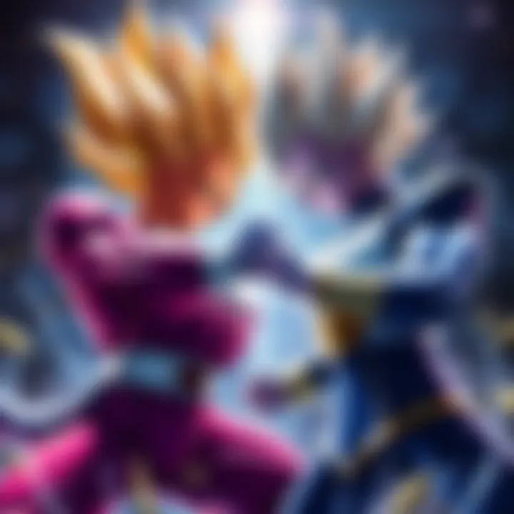 Frieza and Vegeta face off in an intense fight, showcasing their powers and fighting styles.