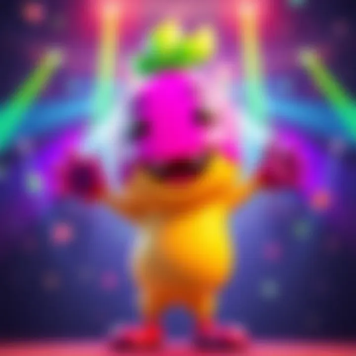 Froot character showing enthusiasm with new updates in a vibrant setting