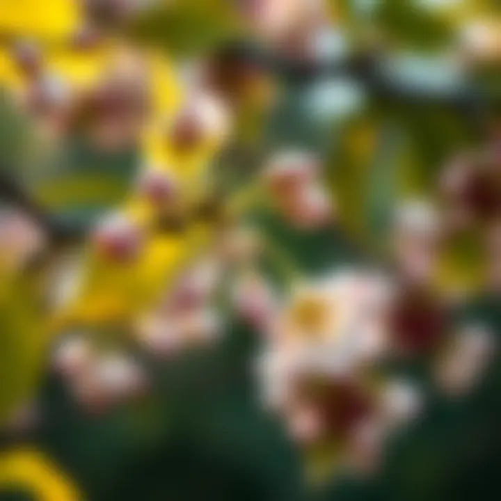 Fruit Blossoming Moment A close-up of a fruit tree branch with buds ready to bloom, symbolizing anticipation and growth.