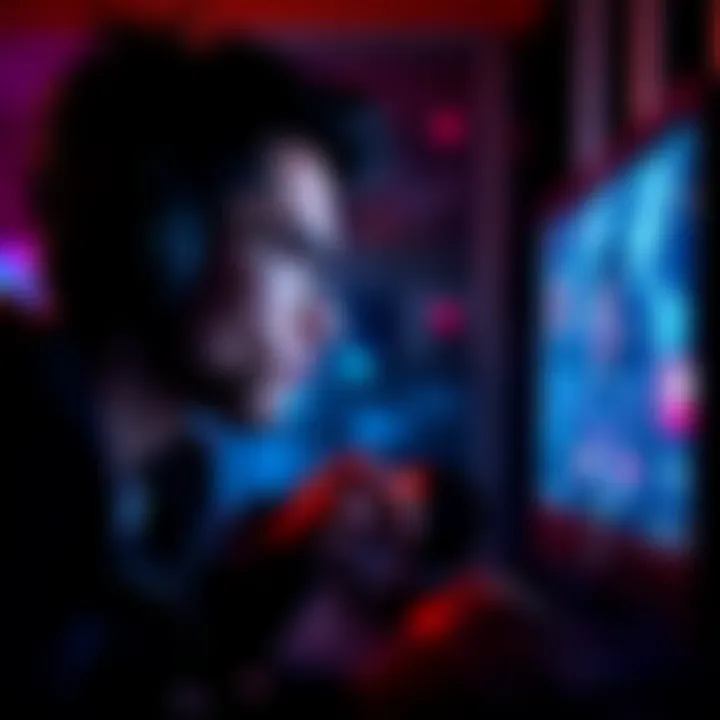 A gamer showing frustration while looking at a computer screen displaying unexpected game changes