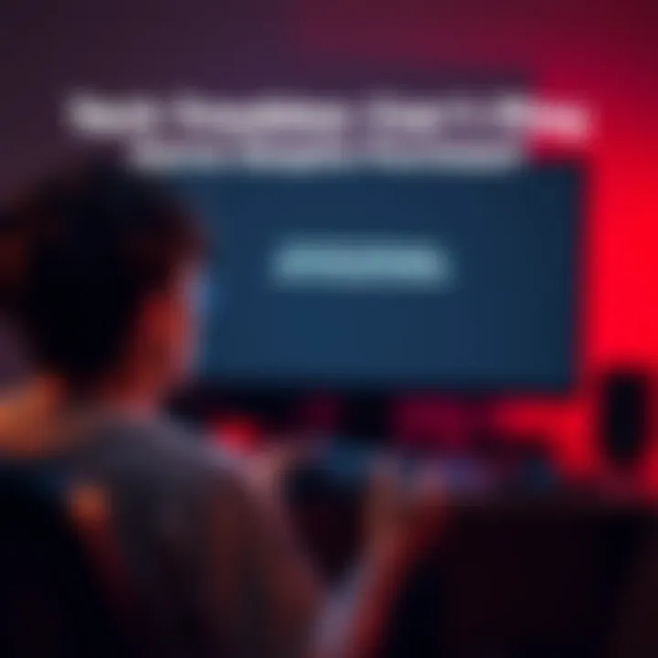 A person sitting in front of a computer screen showing an error message while holding a game controller, looking upset.