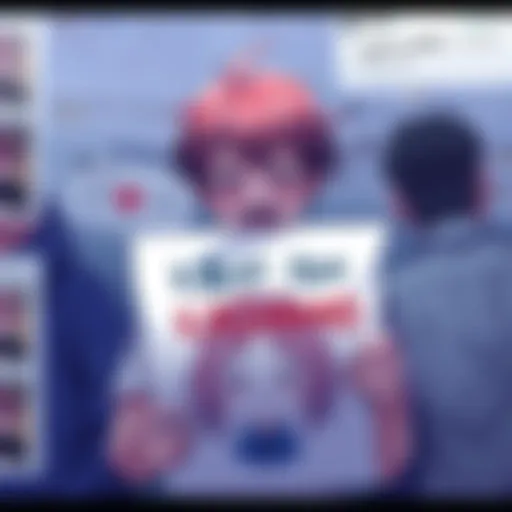 A distressed fan of Kashimo holding a poster, surrounded by negative comments and memes on social media, showing their frustration with the backlash against the character.