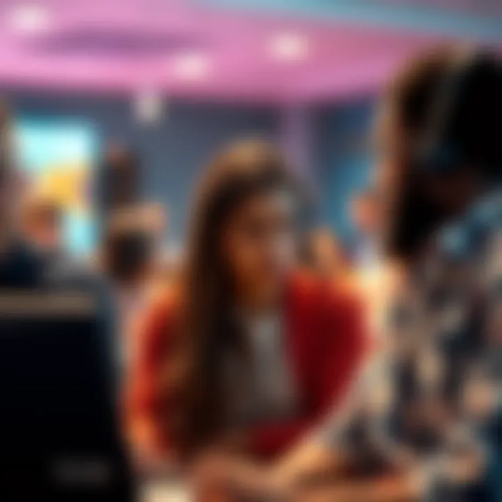 A group of people looking frustrated while discussing online issues in a forum setting.