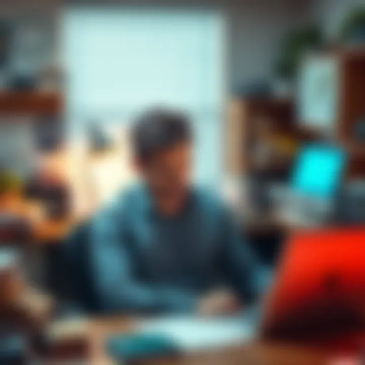 A person sits at a cluttered desk looking upset while reviewing a project they worked on, showing emotion over their dismissed efforts.