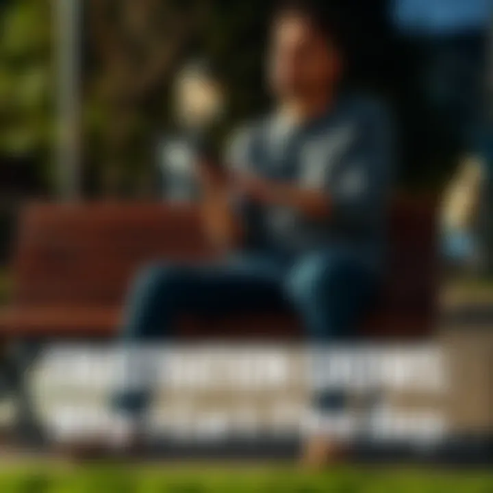 Person looking frustrated with a phone A person sitting on a bench, looking frustrated while holding a phone, symbolizing the struggle to find a companion.