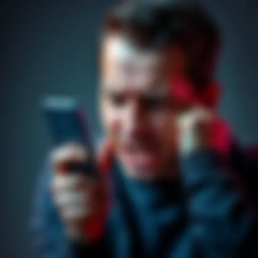 A person showing frustration while holding a smartphone that displays an error message, symbolizing app issues