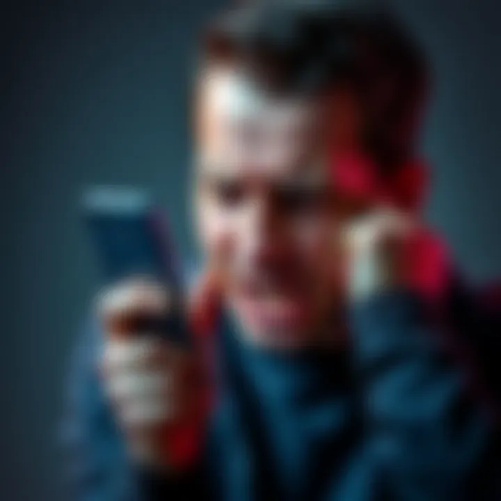 A person showing frustration while holding a smartphone that displays an error message, symbolizing app issues