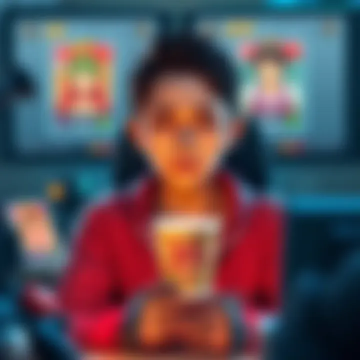 A gamer expresses disappointment after 35 pulls, showing unwanted characters on a screen. The player looks frustrated, surrounded by gaming accessories.