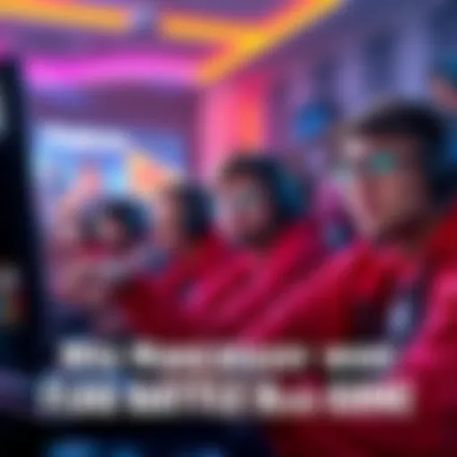 A group of gamers showing frustration during a Flag Battle match, with one player pointing at the screen and another looking disappointed