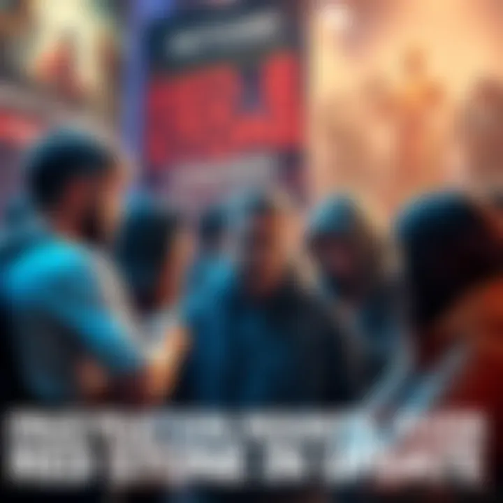 A group of players expressing disappointment over the Red Stone Exchange update, with banners and game graphics in the background