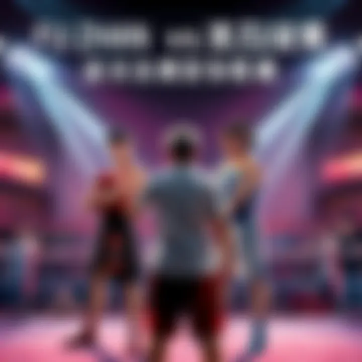 Fu Zhan stands confidently in the ring, ready to face Haruo, who looks determined for revenge. Excitement fills the air as fans cheer for the upcoming fight.