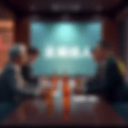 Fubuki and Hololive Leaders Meeting Fubuki, YAGOO, and Hololive executives sit around a table discussing future plans, with notes and drinks present.