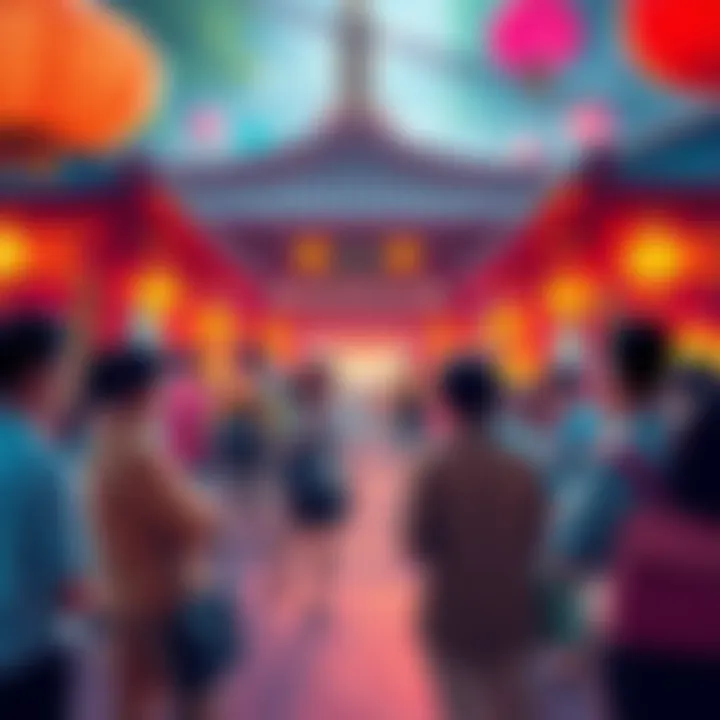A vibrant scene showing people discussing Fu-fubuki in a lively community setting, highlighting its influence in popular culture in 2025.