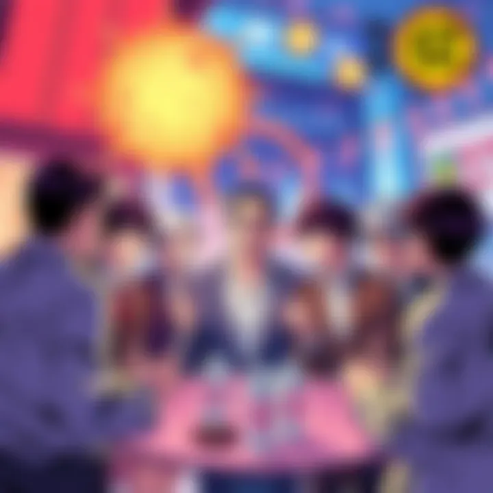 A celebration scene featuring manga artists discussing Chainsaw Man's Part 3, with Fujimoto's artwork displayed prominently