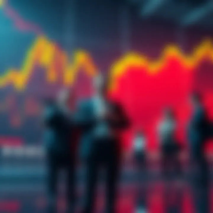 Fujimoto stands confidently in front of a financial chart with investors eagerly watching