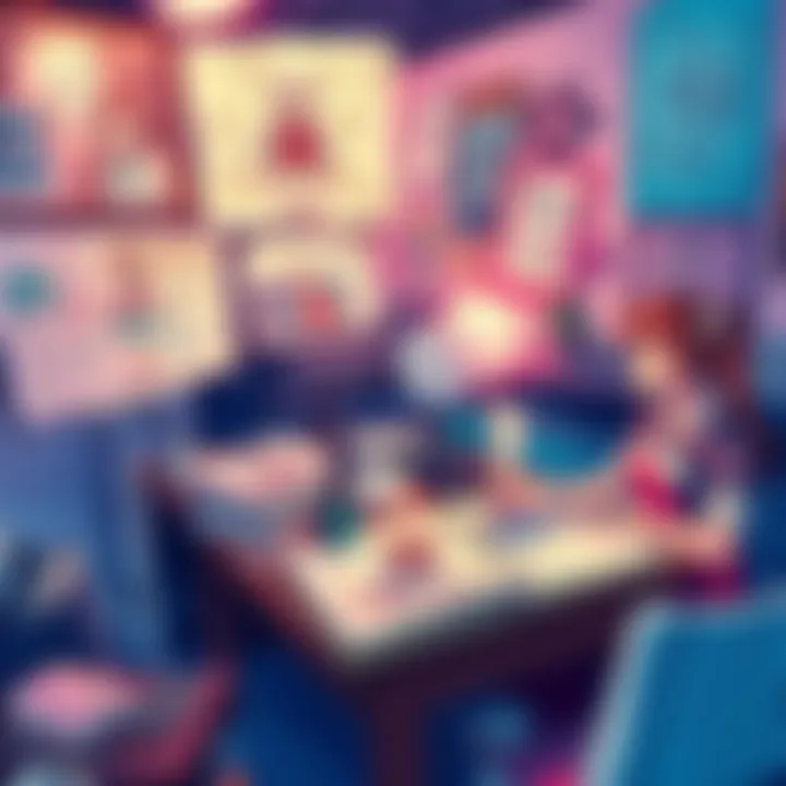 A vibrant scene showcasing a manga artist at work, illustrated characters coming to life on the pages, surrounded by sketches and inspiration, reflecting excitement for upcoming endings.