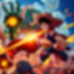 Fujitora and Greenbull battling Luffy and Marco in Dressrosa, showcasing intense combat without plot armor