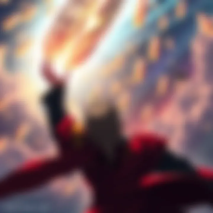 Fujitora raises his hand to bring down a massive meteor towards Mary Geoise, creating a dramatic sky above.