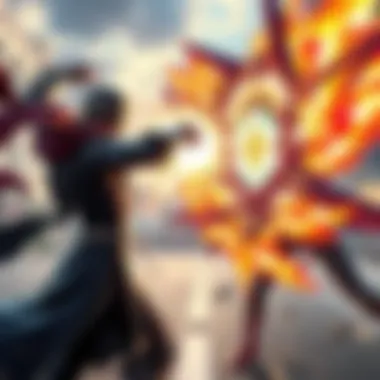 A scene showing a character using Full Counter to defend against Lancelot's Shining Road attack, with energy clashing and defensive moves in action