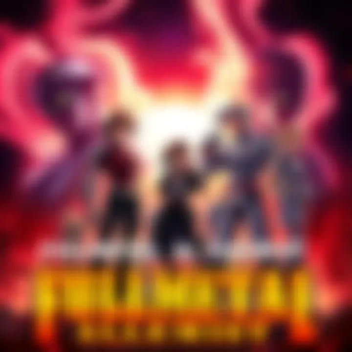 Artwork featuring characters from Fullmetal Alchemist with streaming details on Muse YT