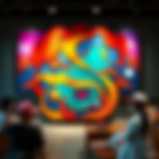 A vibrant artwork by Fumiko, showcasing bold colors and unique design, attracting viewers' attention.