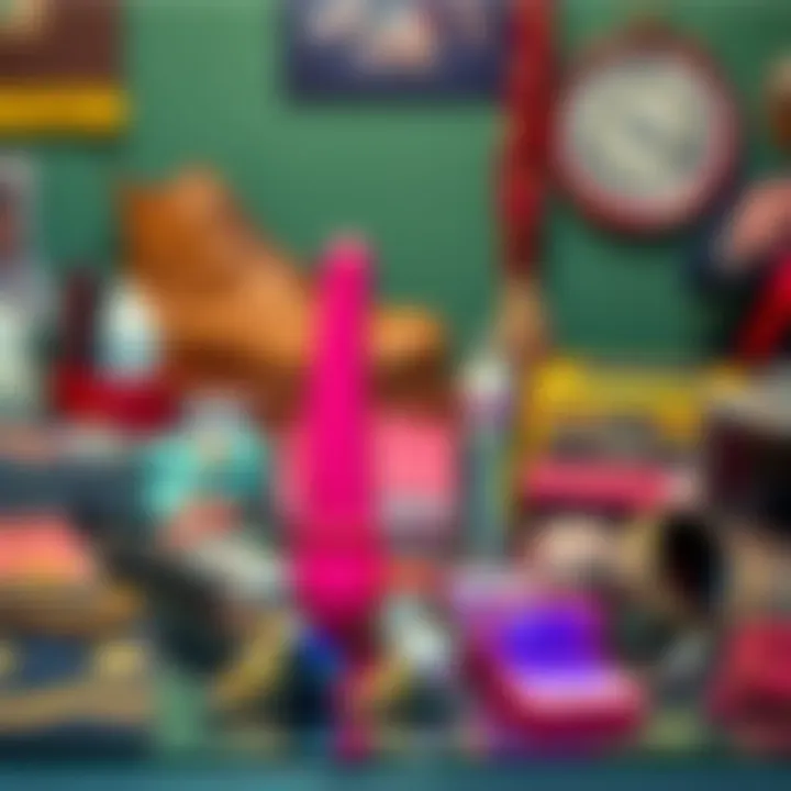 A Fun Dildo Display A colorful and playful dildo is displayed with personal items, highlighting its role in someone's life