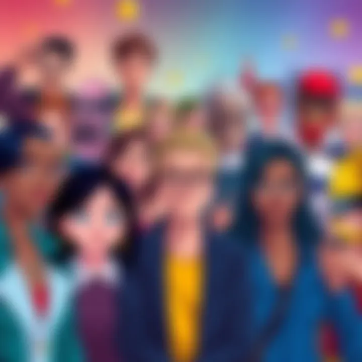 A colorful illustration featuring diverse fictional characters from various genres, inviting viewers to find their relatable character match.