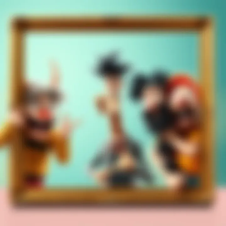 A humorous frame featuring quirky characters in amusing poses, showcasing creativity and laughter.