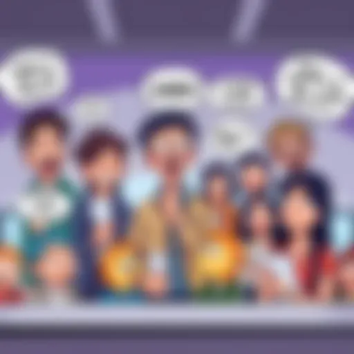 A comedic illustration showing fans debating over JJK with exaggerated expressions and humorous text bubbles.